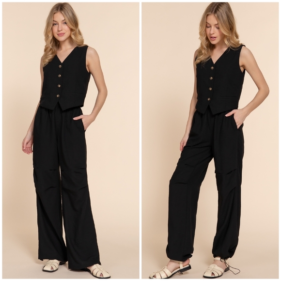 LAST ONE❗️Gorgeous Black 2-Piece Vest And Pants Set - Picture 2 of 10